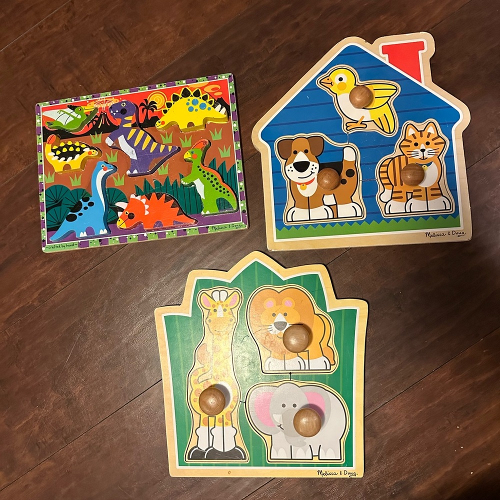 Melissa & Doug Colorful Animal Knob Puzzle Set